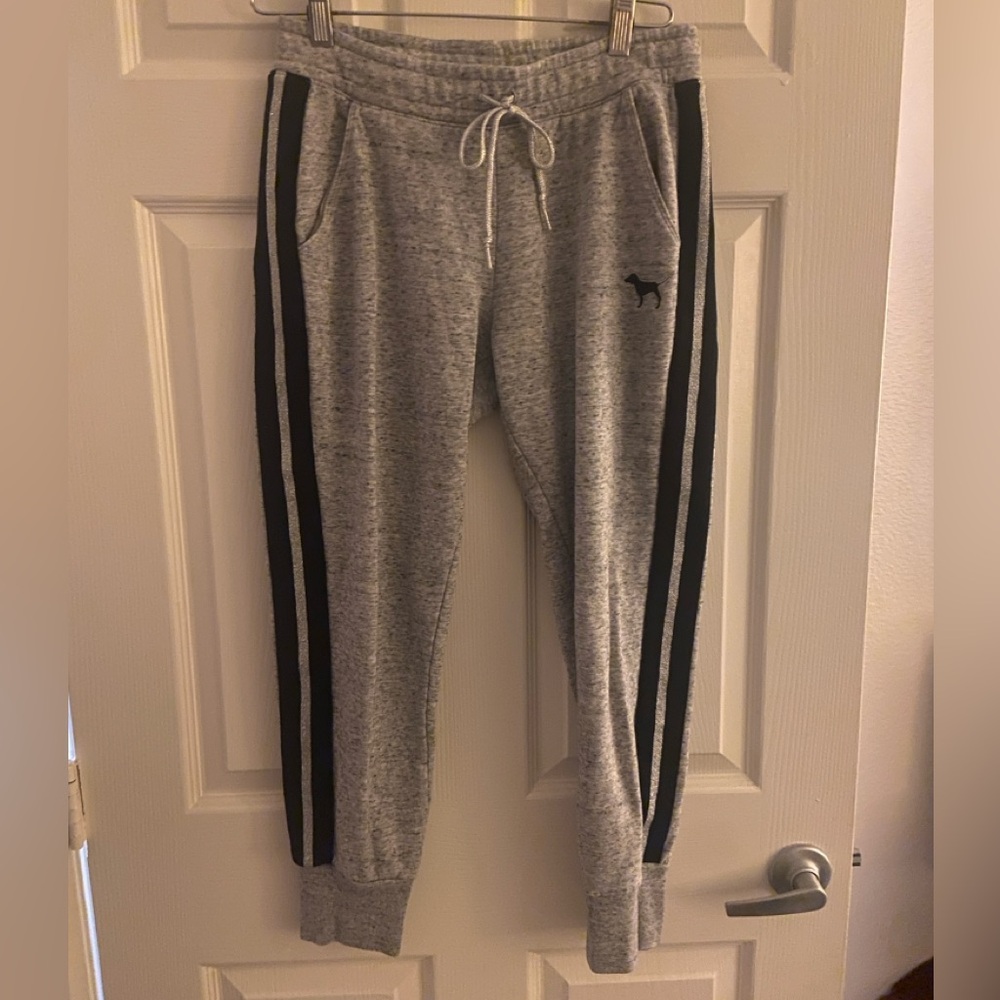 PINK Victoria's Secret Gray Jogger Sweatpants with Black Accents